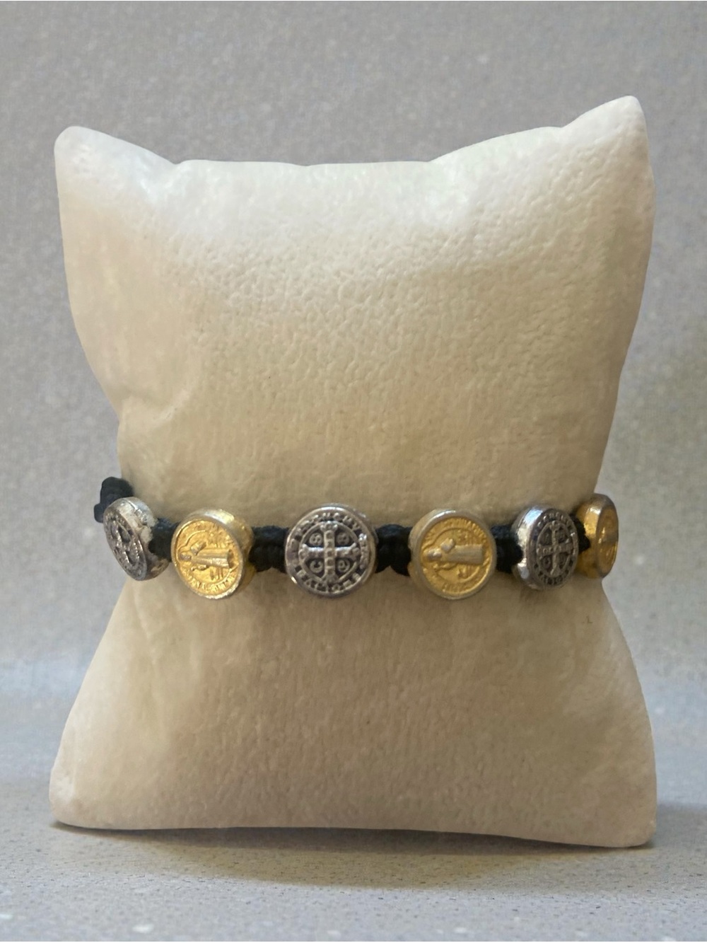 Two-Tone Coin Disc Braided Bracelet - Gold & Silver